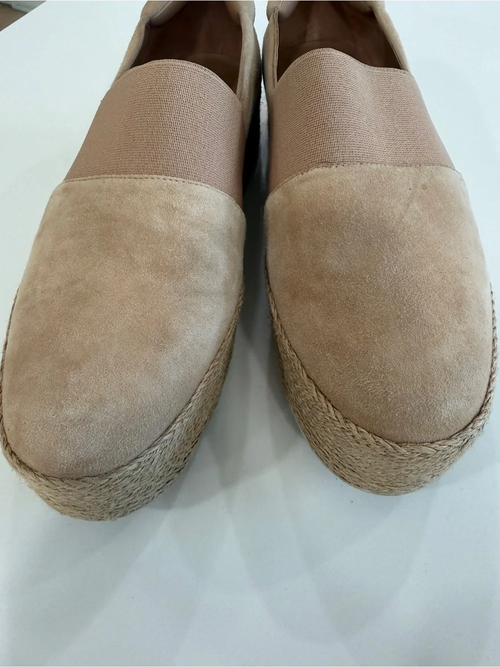 VINCE Beige Suede Espadrille Platform Slip-Ons